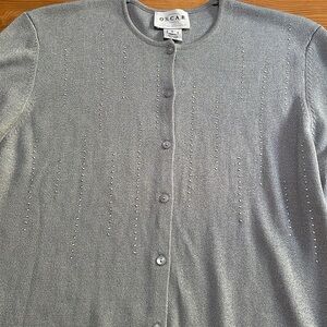Oscar by Oscar de la Renta Cardigan, Silver Gray, Size S